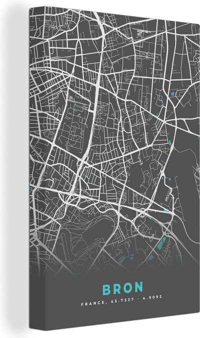 Canvas Schilderij Bron - Plattegrond - Kaart - Frankrijk - Stadskaart - 20x30 cm - Wanddecoratie