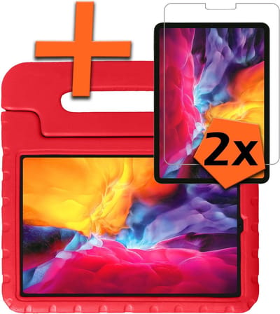 Hoesje - Geschikt voor Apple iPad Pro (2018) - 12.9 inch - Met 2x Screenprotector - Kinderhoes Shockproof Bumper - Kidsproof Case - Tablet Hoes - Kinder Hoes Cover - Rood