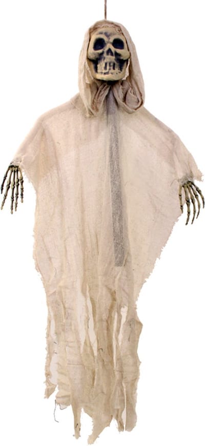 Hangdecoratie skelet - Halloween decoratie - Versiering - Horror - 90 x 80 cm - Beige/grijs