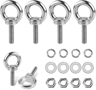 Set van 4 M8 Ringbouten van 304 RVS met Schroefdop en Pakkingringen voor Bevestigen en Ophangen Binnen en Buiten
