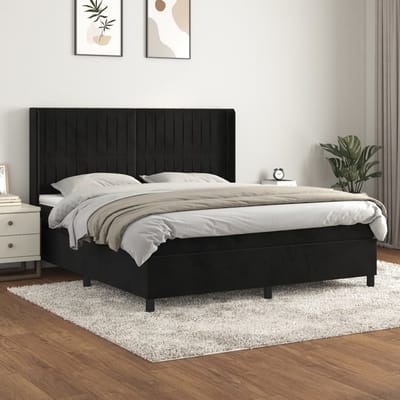vidaXL - Boxspring - met - matras - fluweel - zwart - 160x200 - cm
