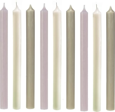 Cactula luxe gekleurde lange dinerkaarsen 28 cm Soft Love - Nude - Ivoor - Taupe