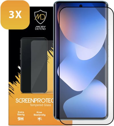 3-Pack MobyDefend Screenprotectors - Geschikt voor Xiaomi Redmi Note 15 5G - Screensavers Met Zwarte Randen - Gehard Glas