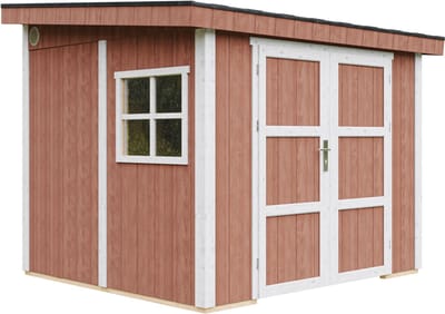 Timbela M938B-REDWOOD RED - LP SmartSide Tuinhuis op houtbasis - 5,9 m² - 248x294xH231 cm - zonder vloer en zijwand (totaal 3 wanden) met verf