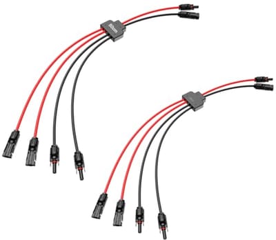 Zonne-Y-kabel 2 stuks verbindingskabel, verlengkabel voor zonnepanelen, stekker voor 2 tot 4 aansluitingen