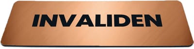 Deurbordje Brons/Koper-look met tekst invaliden - Formaat 150 x 50 mm x 1,6 mm - Zelfklevend | Luxe uitstraling | Geborstelde Koper/Brons toplaag | Gratis Verzending | Decoporta