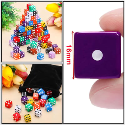Dailygoods- Dobbelstenen Set van 100 - Kleurrijke D6 Dobbelstenen - 16 mm - Milieuvriendelijk Acryl - Ideaal voor Bordspellen - Duurzaam - Speelgoed
