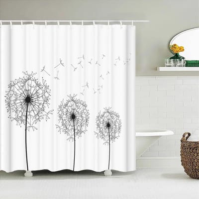 Paardenbloem Natuurlijke Bloemen Douchegordijnen Waterdicht Badkamergordijn Badgordijn Hoge Kwaliteit Met Haken Douchegordijn W90xH180cm
