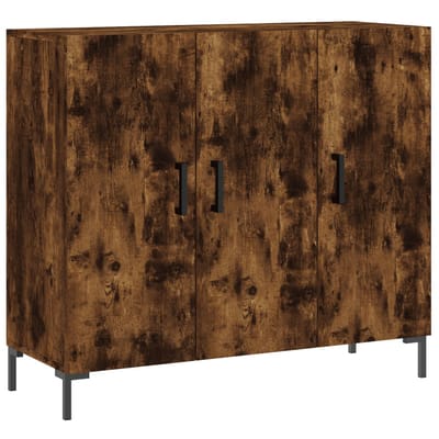 vidaXL - Dressoir - 90x34x80 - cm - bewerkt - hout - gerookt - eikenkleurig