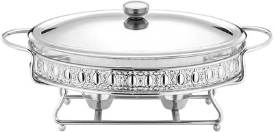 Buffet Serveer Set - Voedselwarmer - Catering Feesten - Hittebestendig Glas - 3 Liter Capaciteit - Zilver