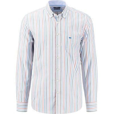 Fynch-Hatton Overhemd Light Oxford Multi Stripe Dark Emerald / male