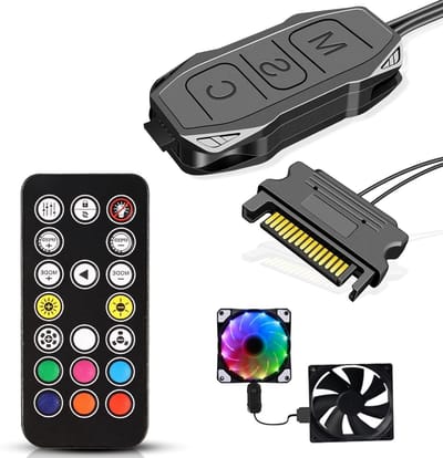 RGB Fans Controller met Afstandsbediening, 5V 3-Pin SATA Voeding, 17-Toetsen Hub voor DIY Verlichting en Ventilatoren