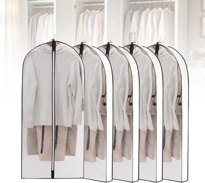 Kledinghoezen Set - Beschermhoezen Kleding - Kleding Opbergen - Stof- En Vochtbestendig - 5 Stuks 60cm Breed - Wit