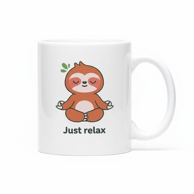 “Just Relax” Luiaard Mok – Schattige Ontspan & Mindfulness Koffiemok 330 ml