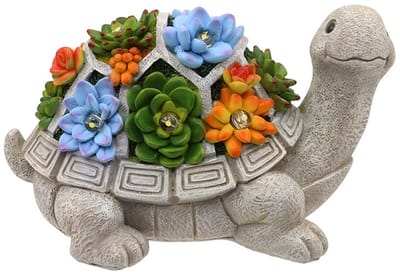 Tuinlamp in de vorm van een schildpad op zonne-energie - buitenlamp - solar tuinverlichting - Tuinbeeldlamp voor buiten - Tuinlamp op zonne-energie - Kunststof - Grijs
