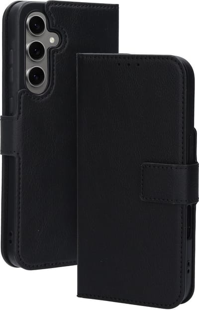 Mobiparts hoesje geschikt voor Samsung Galaxy S24 FE - Wallet/Boekhoesje - Eco Leer - Magneet Sluiting - Opberg vakken - Zwart