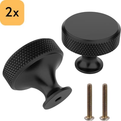 Kastknoppen Set - 2x Ronde Handgreep Zwart mat metaal - 30MM - Meubelknoppen voor kasten & lades