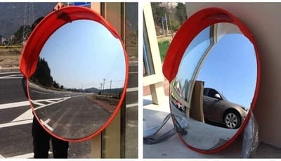 Veiligheidsspiegel - Verkeersspiegel Bolle Spiegel - Veiligheid Vergroten - Groothoeklens - 60cm - Rood