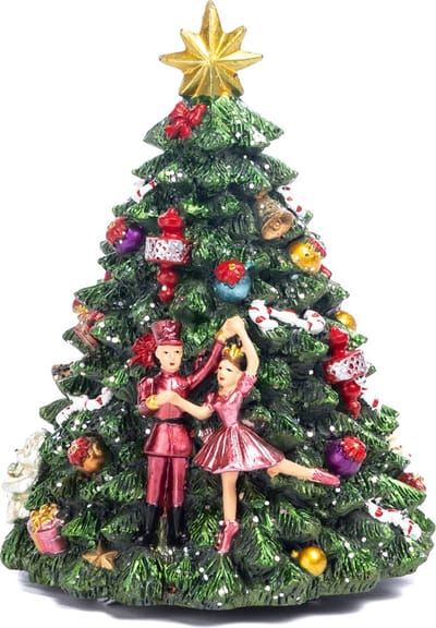 Muziekdoos- Kerstboom-ballerina-groen-16 cm-handgemaakt-exclusief-origineel