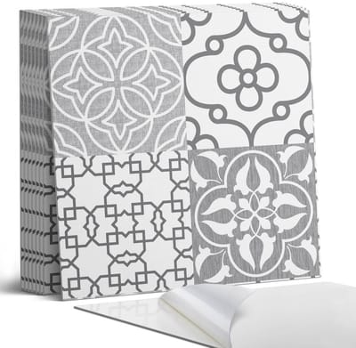 Coloray Plaktegels - Geometrische patronen in de lay-out Portugese Tegels - 30 cm x 30 cm - Grijs Plaktegels - 9 stuks - Vierkant PVC Tegels - Plaktegels Keuken - Zelfklevende Vloertegels - Vinyltegels Vloer Zelfklevend - Zelfklevende Tegels
