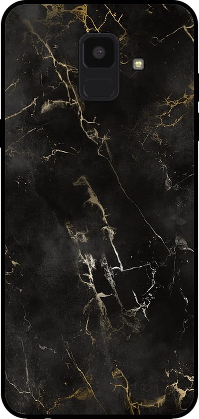 Smartphonica Telefoonhoesje voor Samsung Galaxy A6 2018 met marmer opdruk - TPU backcover case marble design - Zwart geschikt voor Samsung Galaxy A6 2018
