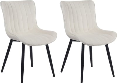 CLP Largo Set van 2 eetkamerstoelen - Zonder armleuning - Metaal frame - creme Fluweel