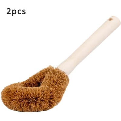 Natuurlijke Kokosnoot Bruine Potborstel met Houten Handvat Olievrije Keukengerei Reiniging Houten Borstel Gereedschap Reiniging Kokosnootborstel white