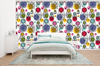 Behang - Fotobehang Matroesjka - Patronen - Baby - Breedte 500 cm x hoogte 280 cm