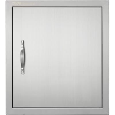 VEVOR Grilltoegangsdeur, 457 x 508 mm, enkele buitenkeukendeur, vlak gemonteerde roestvrijstalen deur, verticale wanddeur met handgreep en haak, voor grill-eiland, grillstation, buitenkast