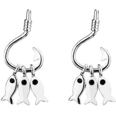 Nieuwe Originele Creatieve 925 Sterling Zilveren Haak Drie Vissen Stud Oorbellen Voor Vrouwen Meisje Piercing Oorbellen Sieraden E416 zilver
