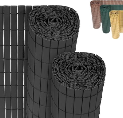 PVC privacy mat, anthracite, W rib reinforcement, privacy screen, UV-resistant, mildew free and easy to clean, reinforced strong privacy for garden, balcony, patio, 1.2 x 8 m