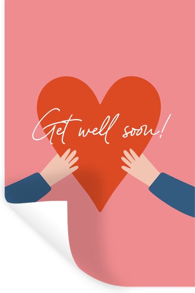 Muurstickers - Sticker Folie - Get well soon - Quote - Hartje - Arm - 20x30 cm - Plakfolie - Muurstickers Kinderkamer - Zelfklevend Behang - Zelfklevend behangpapier - Stickerfolie