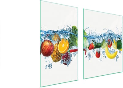 TMK ArtDeko - Snijplank Glazen Beschermplaat - 90x52cm - Fruitmotief - Veiligheidsglas