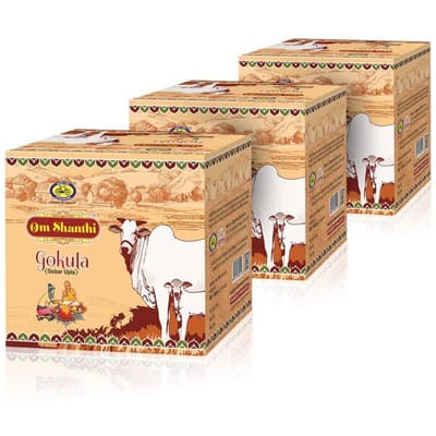 Cycle Om Shanthi Gobar Uple Droge Cakes Pak van 3X 8 Stuks per Pak Koeienmest voor Havan, Puja, Rituelen, Spirituele Zuivering beige