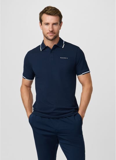 Hackett Coast Tipped Korte Mouw Poloshirt Blauw L Man