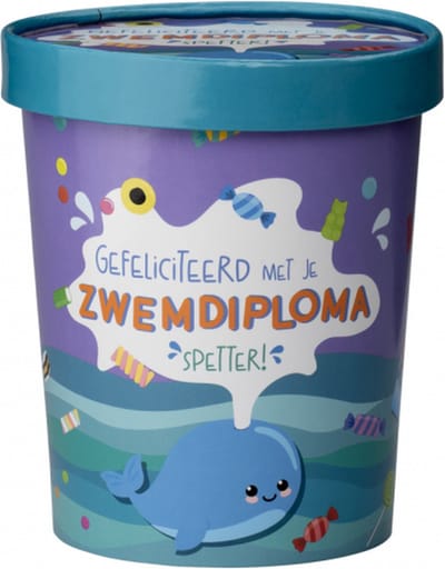 Snoep - Snoeppot - cadeau voor zwemdiploma - gevuld met snoep en drop