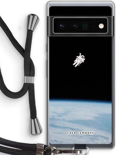 Case Company® - Hoesje met koord geschikt voor Google Pixel 6 Pro hoesje met Koord - Alone in Space - Telefoonhoesje met Zwart Koord - Bescherming aan alle Kanten en Over de Schermrand