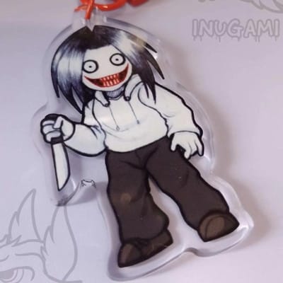 Spel Jeff The Killer Cosplay Sleutelhanger Creepypasta Acryl Hanger Sleutelhanger Sleutelketting Tas Accessoires Halloween Decoratie Prop 5 cm beige