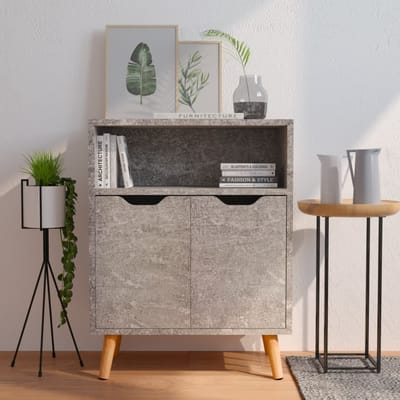 vidaXL - Dressoir - 60x30x72 - cm - bewerkt - hout - betongrijs