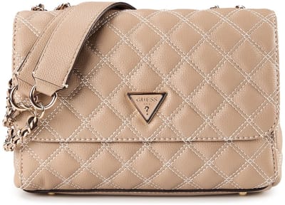 GUESS schoudertas Giully II 2 Compartment Convertible Flap Pale Mocha Lichtbruin