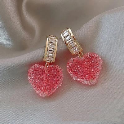 Boucles d'oreilles pendantes Balle en Zircone Cubique Rouge de Luxe pour Femmes Boucle d'oreille Goutte Cristal Doré Exquis en Forme de U Bijoux de Soirée brown