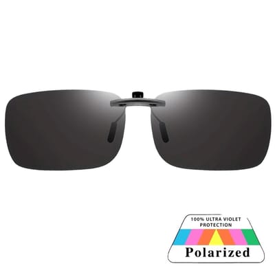 Fako Sunglasses® - Clip On Voorzet Zonnebril Metal - Overzet Clip-on - Polariserend - Polarized - Medium - 135x40mm - Zwart