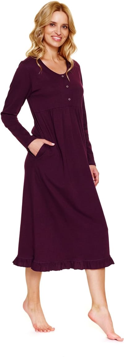 Doctor Nap Katoenen Nachthemd Borstvoeding Zwangerschap Burgundy TM.7318 36 / S