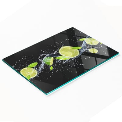 Decoratieve snijplank van gehard glas voor limoenen en water, 80x52 cm