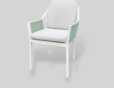 Tierra Outdoor Tuinstoel Liv Rope - Dining Tuinstoel - Aluminium - white frame, Palm Beach Green