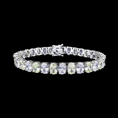 Victoria Valenza 925 Sterling Zilveren Tennisarmband met Gele Ovale Zirkonia Stenen - Armband - 925 sterling zilver - Zilverkleurig - Tennisarmband - Zirkonia