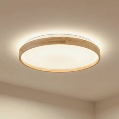 Lindby Smart LED plafondlamp Mirren hout Ø49,5cm CCT Tuya