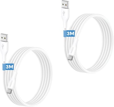 2x oplaadsnoer usb C - 3 meter - Usb C naar usb kabel - Telefoon oplader - Flexibel, stevig & soepel