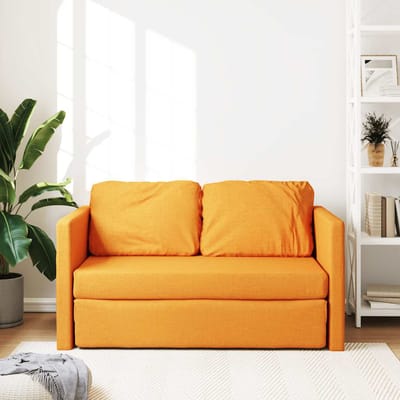 vidaXL - Slaapbank - vloermodel - 2-in-1 - 112x174x55 - cm - stof - donkergeel