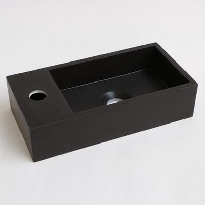 INK Versus Fontein - 36x18x9cm - wasbak rechts - 1 kraangat - Quartz zwart